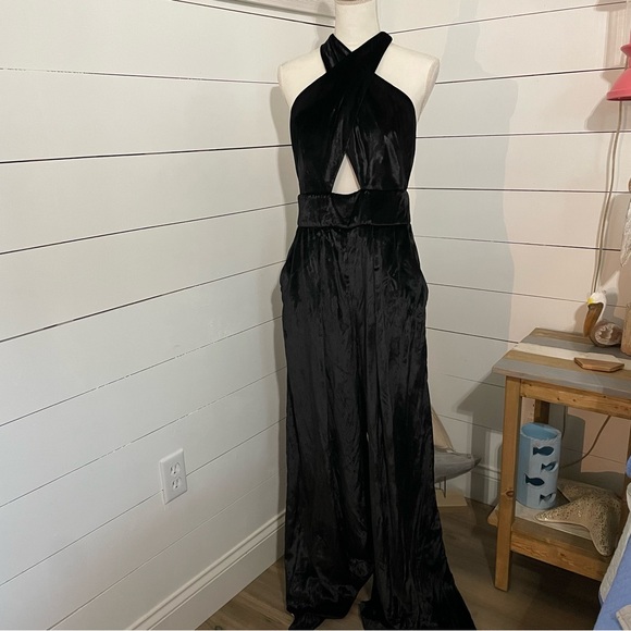 Milly Black Halter Jumpsuit with Wide-Leg Design Size 10 NWT - Picture 2 of 5